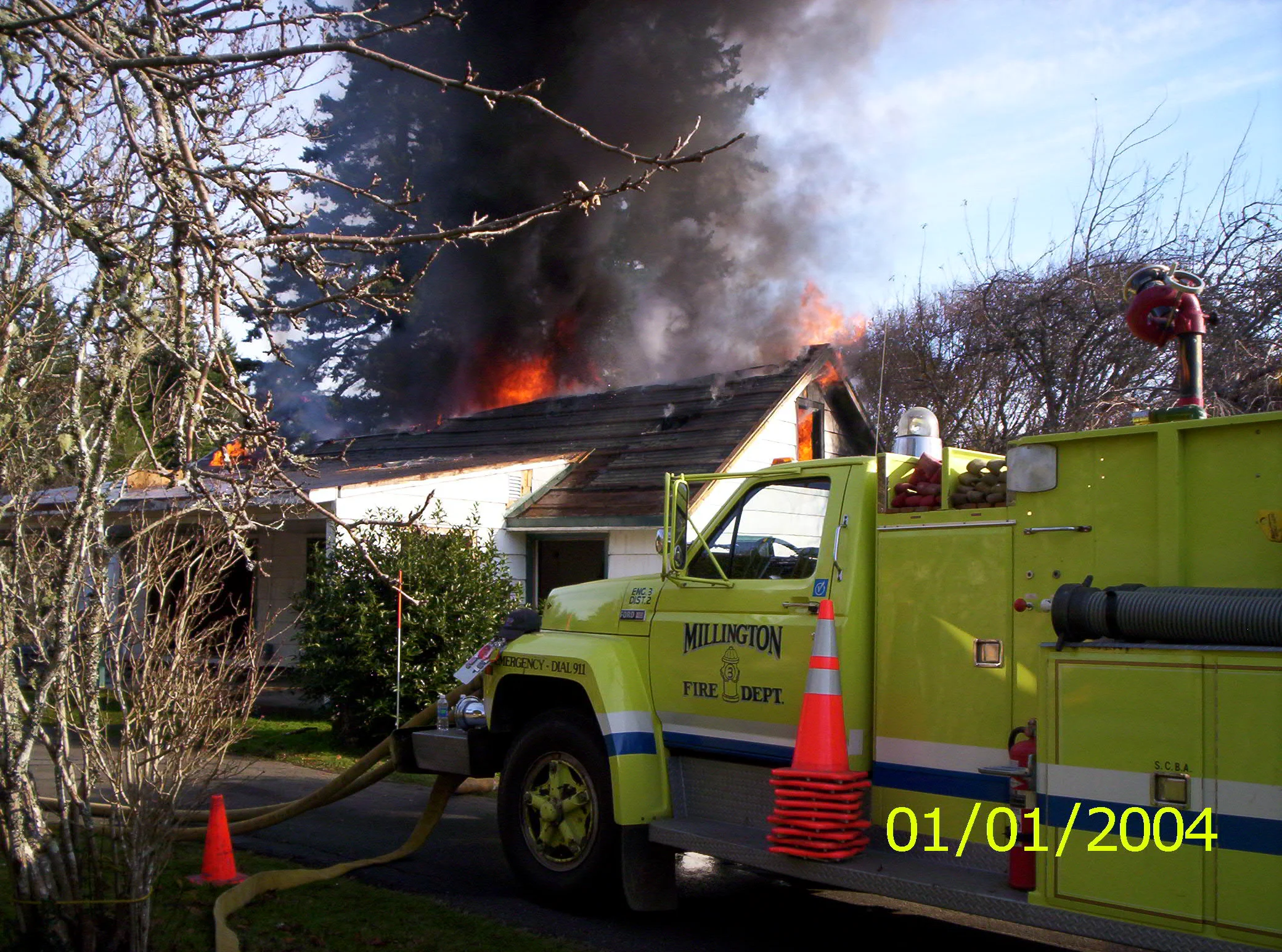ENGINE - 55  PUMPING  AT  BURN TO LEARN - SUNNYVALE LN. -