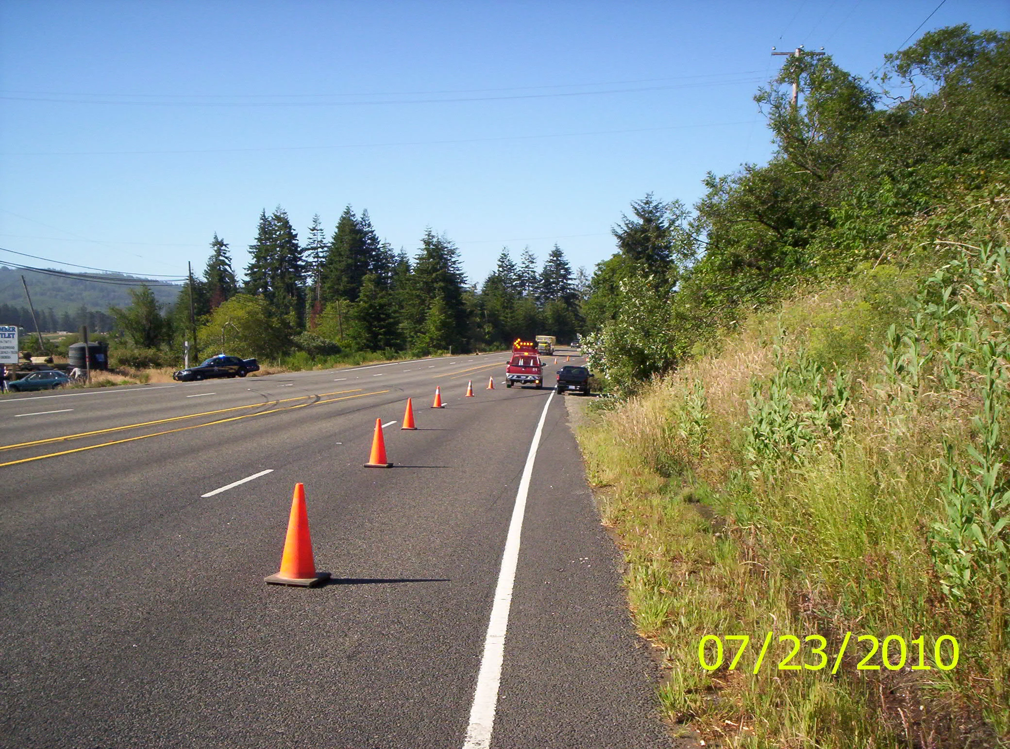 YOU NEED LOTS OF CONES ON THE HWY - HWY101