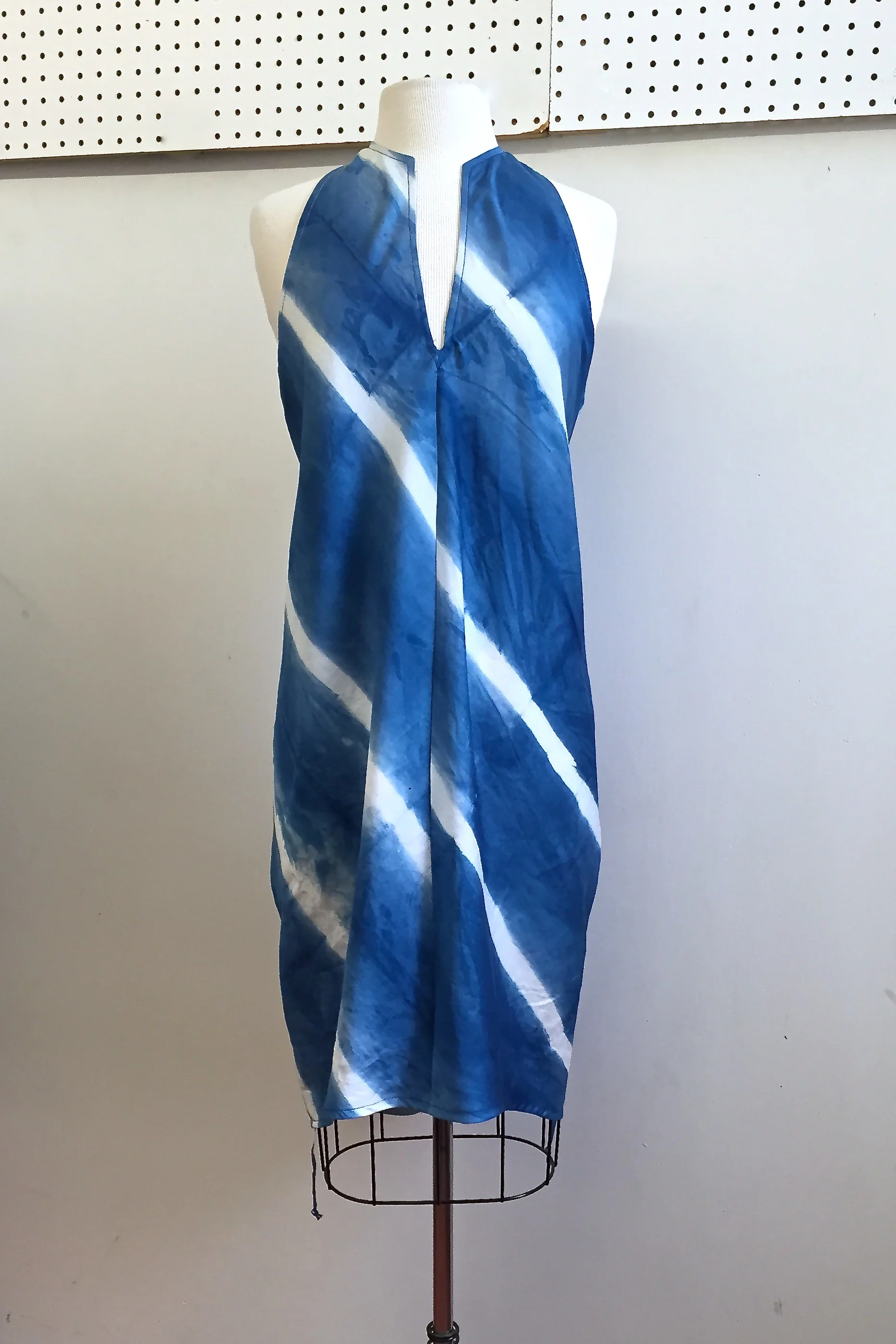 Cinched Journey Dress, Indigo Stripe Motif