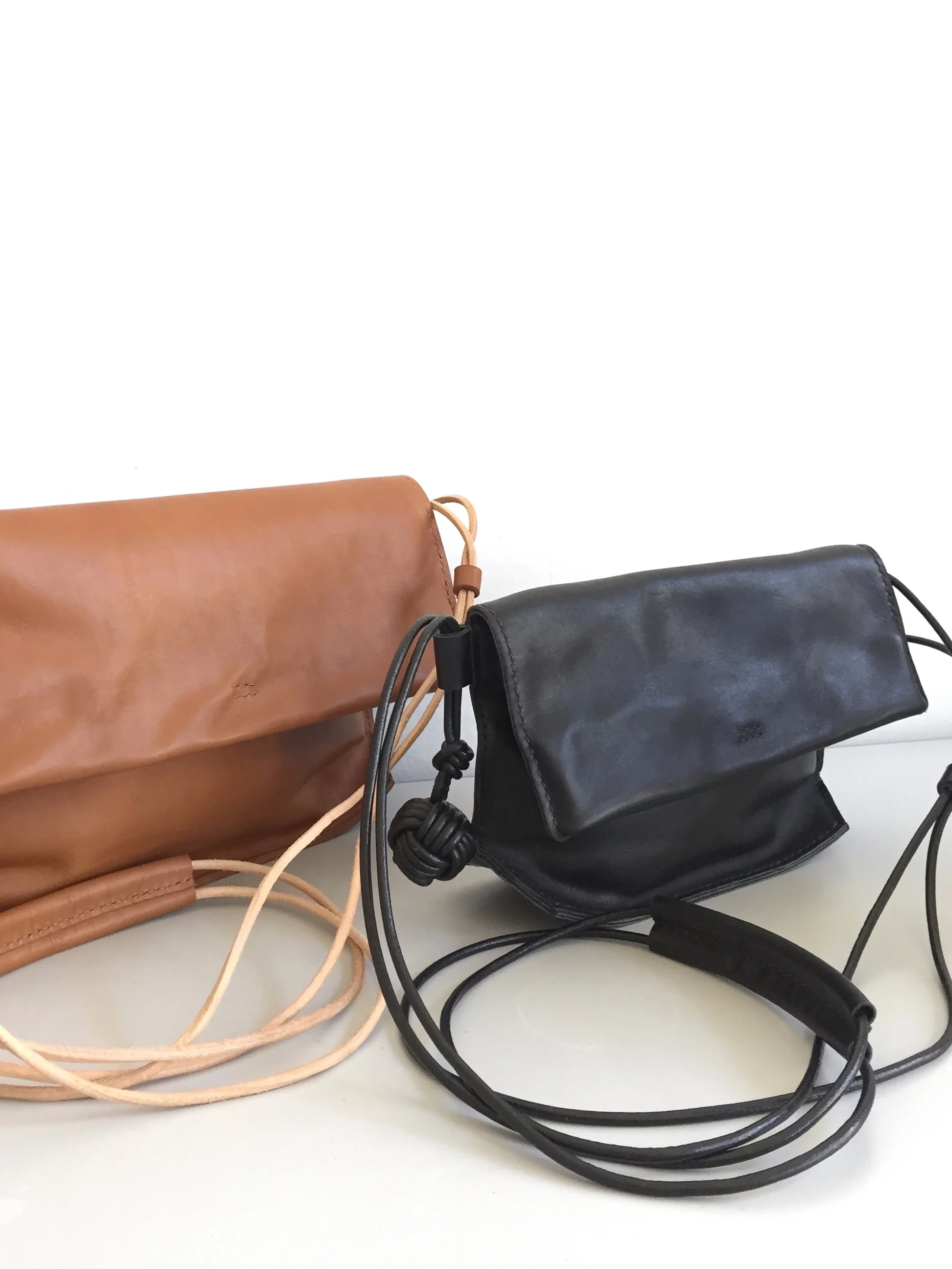 Clau Black Mini Knot and Cognac Full Size Messenger.jpg