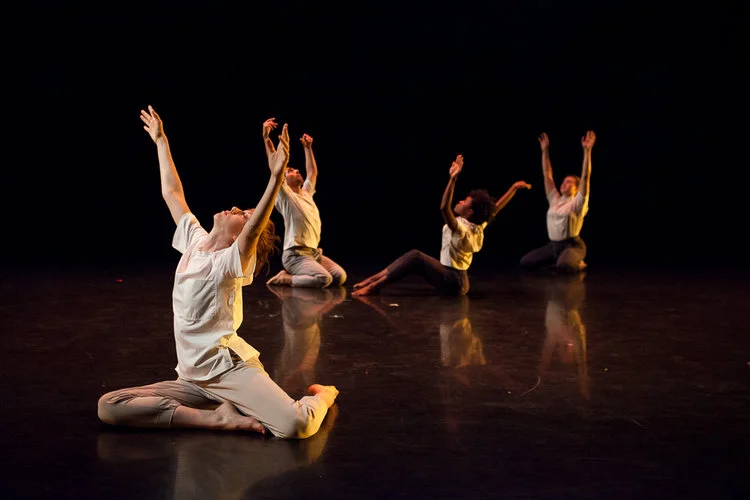 Photo by Jon Dean featuring the cast of A Necessary Paradise, a new dance created by Blake Beckham with Melissa Word, Alex Abarca, Anicka Austin, Anna Bracewell Crowder, and Claire Molla. 