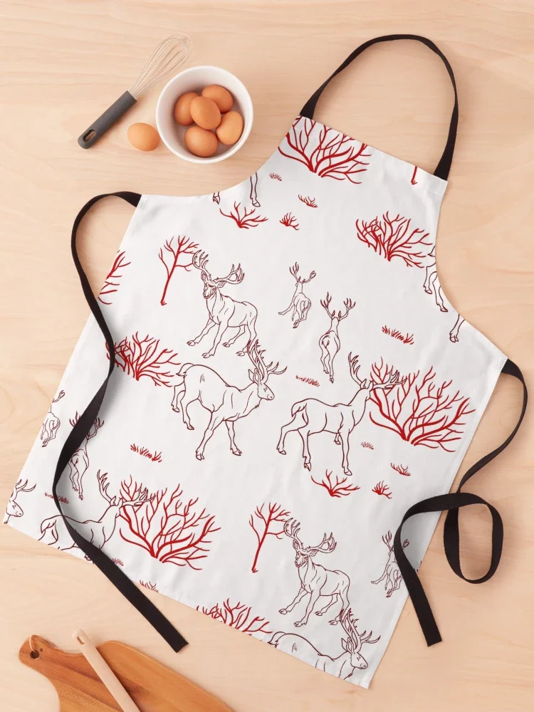 Stag Pattern - Cherry Red | Apron