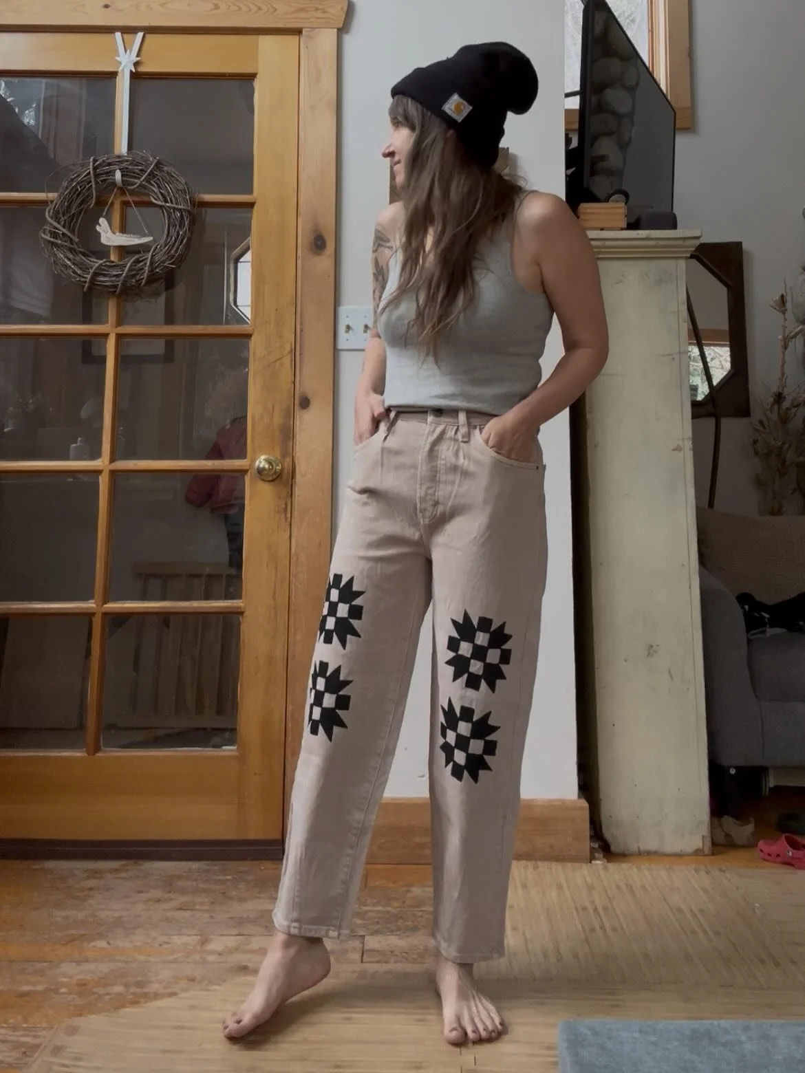 Pants might be my new canvas. 

First Friday is approaching. Also how is it April ?!?