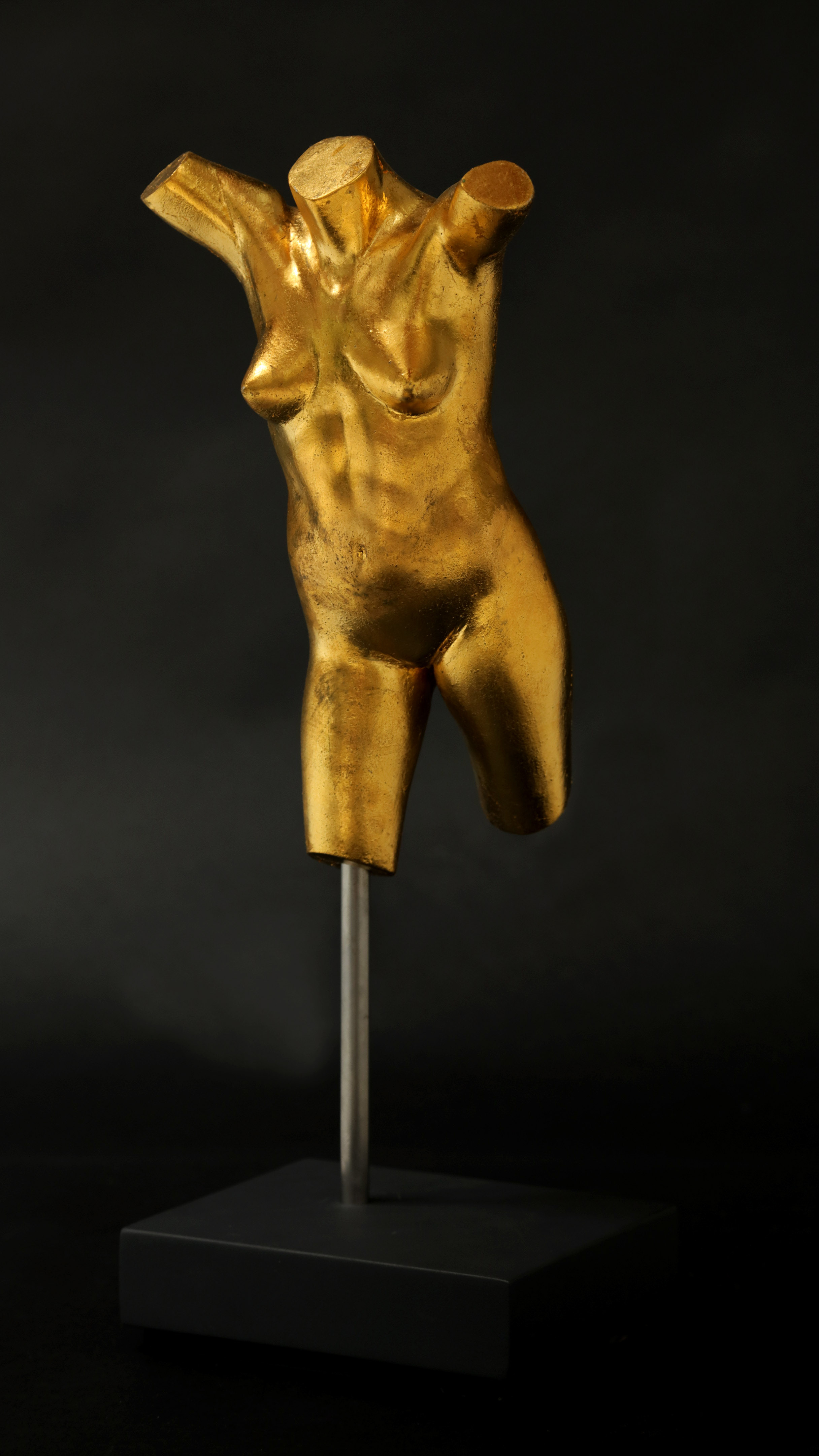 Gold Torso, Plaster and gold leaf,  20" x 7.5" x 6", 2016