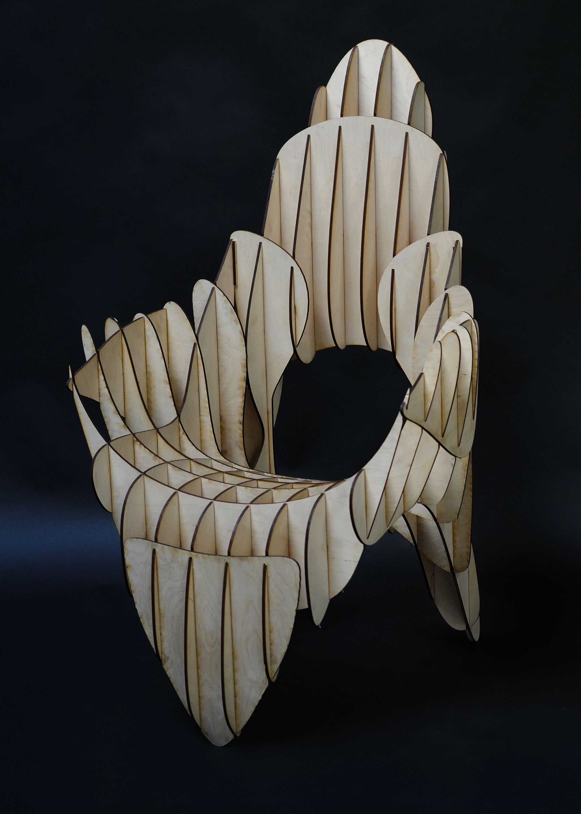 Spartan Side Chair, 29" x 30" x 29", Laser cut plywood