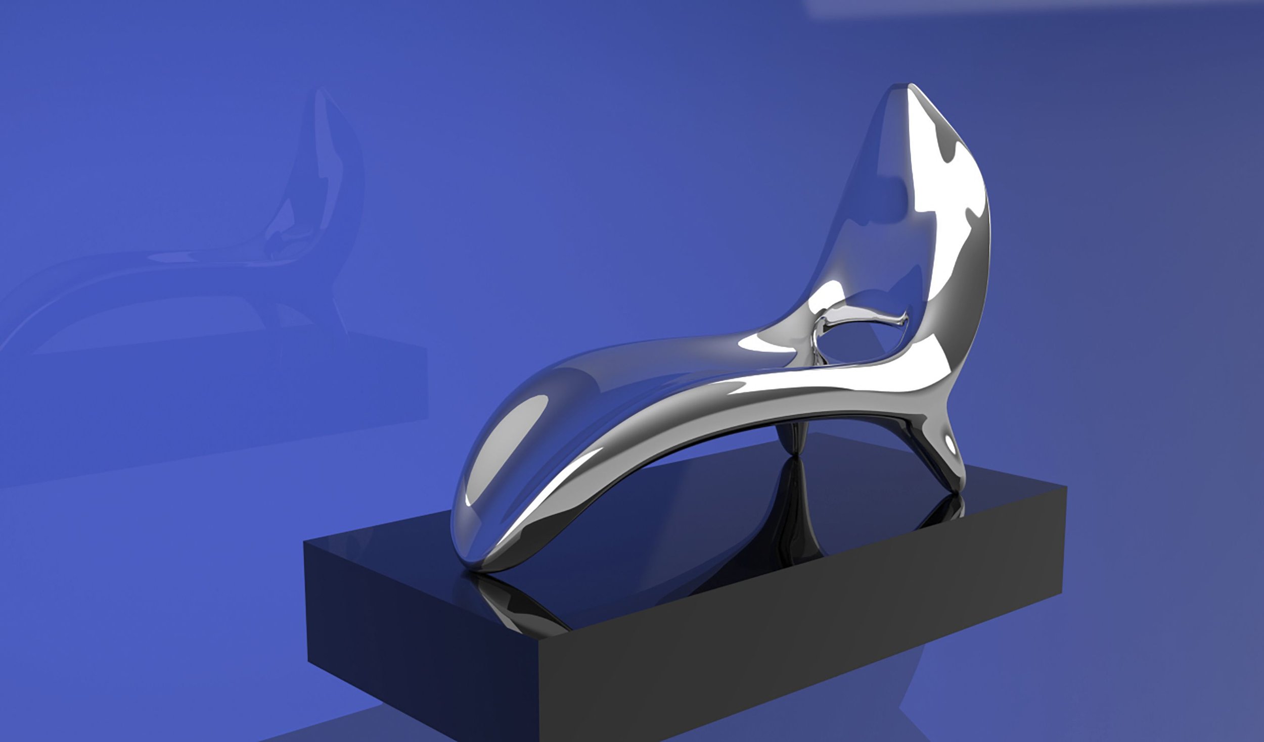 Spartan Lounge, 43" x 27" x 62", Polished Stainless Steel (render)