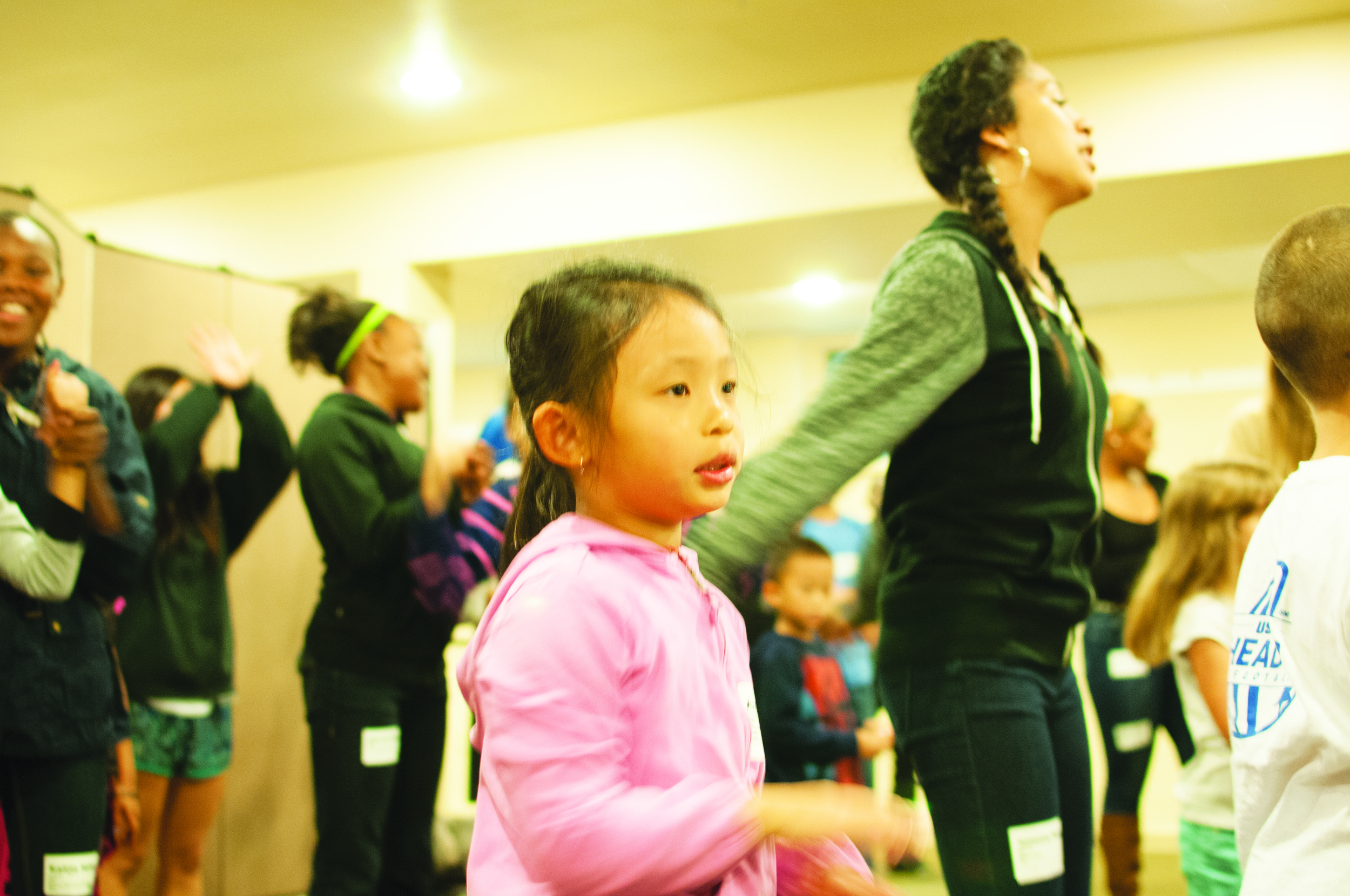 8:30 am Every morning, children begin their day with Harambee, a Kiswahili word that means, "let's pull together," and it includes songs and cheers about education and reading that encourages every child to excel.