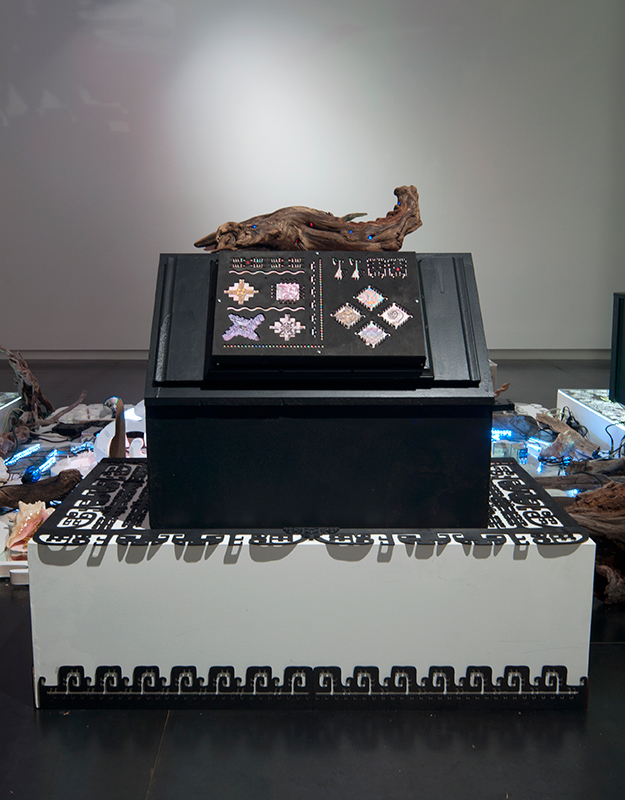   Controller Station (Touch Panel) , 2013 12 x 18 x 4 inches, electronics, digital print, laser-cut wood 