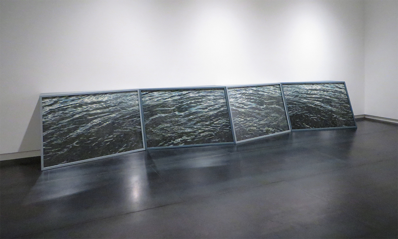 Passenger , 2013 embellished photographs, frames (quadriptych), 39 x 228 x 28 inches Public collection, at OHSU Collaborative Life Sciences Building.