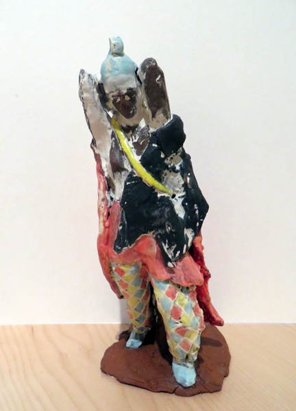   Short Amazon with Panther Pelt,  2014 glazed earthenware 10 x 4.5 x 5 inches  Courtesy the artist, Ambach &amp; Rice, and Disjecta Contemporary Art Center 