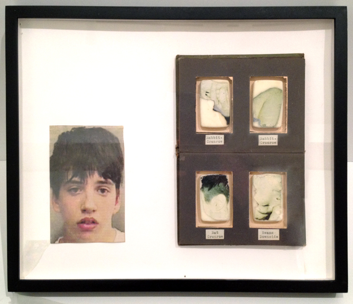 Untitled , 2014 soap, collage, book 11 x 13.5 x 1 inches