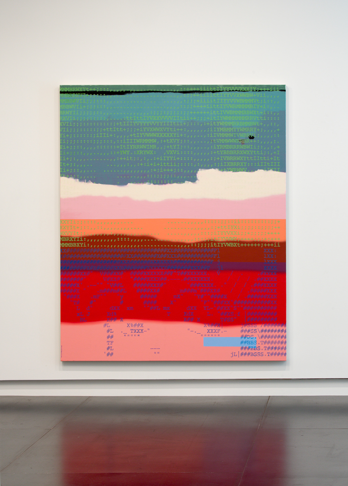   Unpattern5 , 2014 (installation view) oil paint and enamel on canvas 72 x 60 inches 