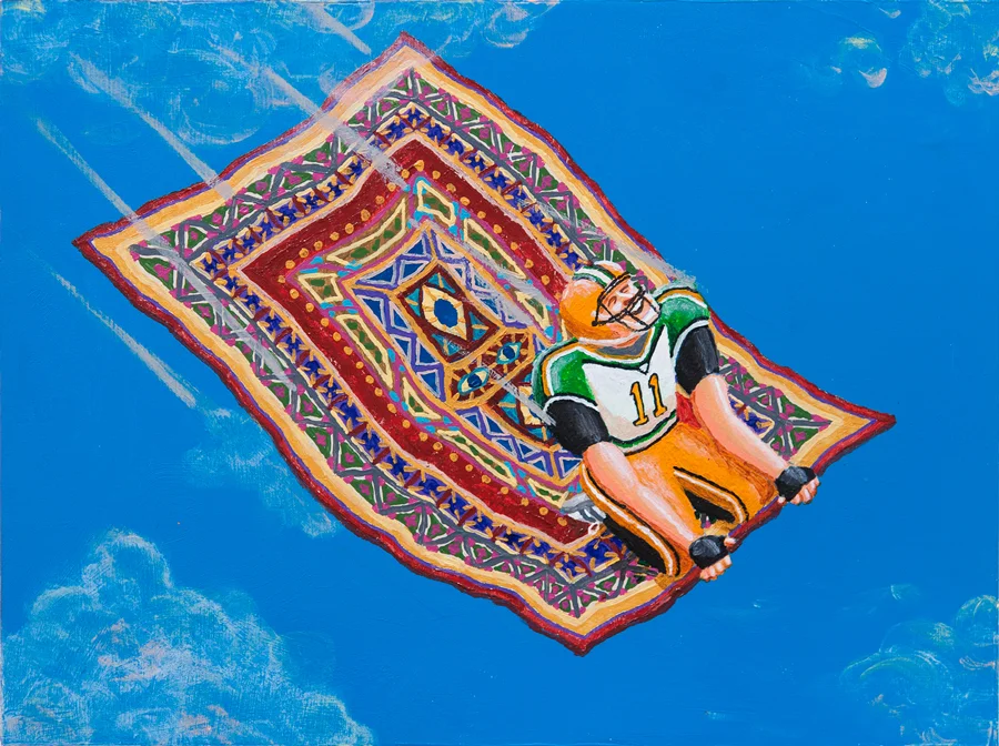 Double Happiness , 2014 acrylic on panel, 9 x 12 x 3/4 inches