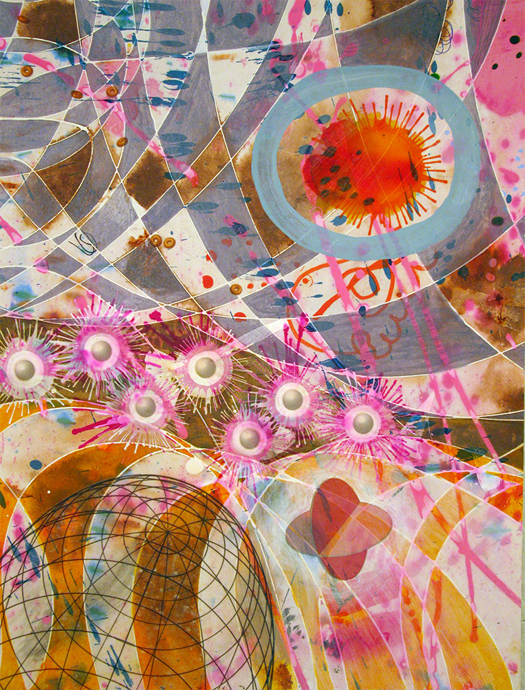 Pleiades , 2014 16 x 12 inches, ink, acrylic paint, inkjet prints on illustration board mounted to Sintra