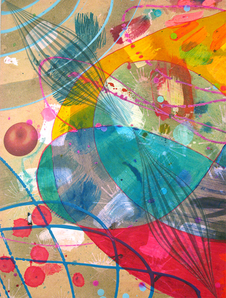 The Kiss , 2014 16 x 12 inches, ink, acrylic paint, inkjet prints on illustration board mounted to Sintra