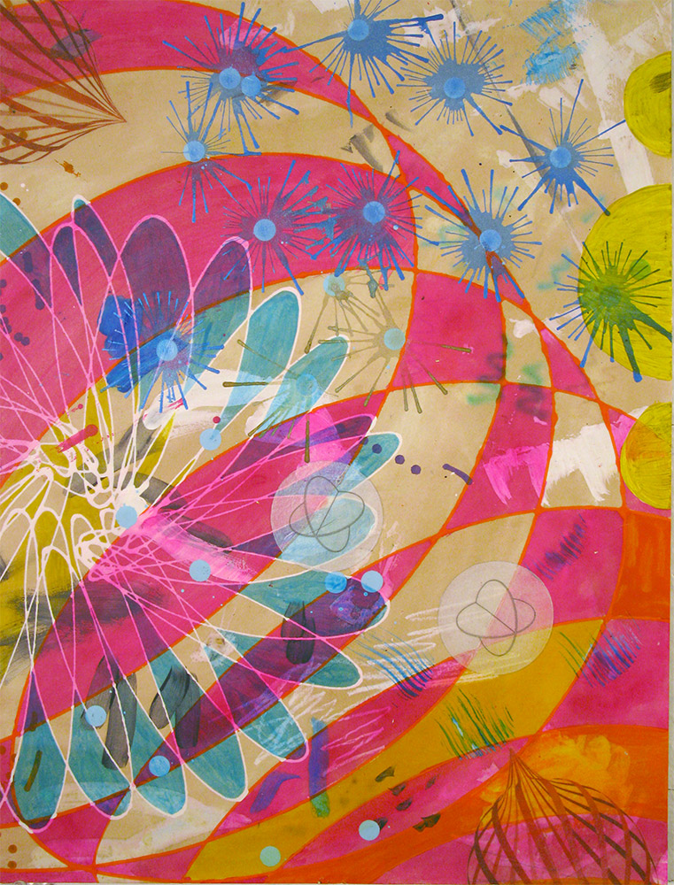 Two Explorers , 2014 16 x 12 inches, ink, acrylic paint, inkjet prints on illustration board mounted to Sintra
