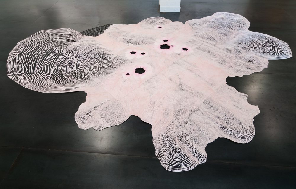   Laura Vandenburgh   Spill , 2014 paper, watercolor, ink, acrylic and vinyl;&nbsp;164 x 117 x 1 inches 