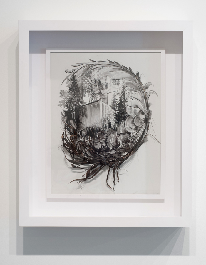   Gregory Euclide   Spot 2 , 2013 sumi ink, organic material on porcelain-coated steel;&nbsp;33 x 28 x 7.25 inches (framed) 