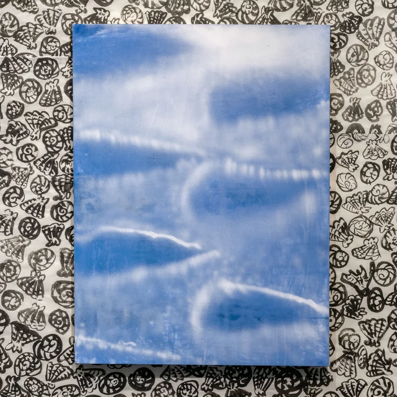 My New Blue Friend Number Twenty-Four , 2015 airbrushed egg tempera on wood panel 24 x 18 inches