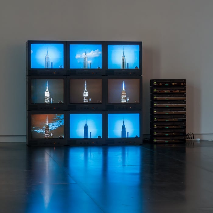 24 Hour Empire , 2016 CRT monitors, DVD/VHS players and VHS cassettes videography and technical assistance by Hal Bergman
