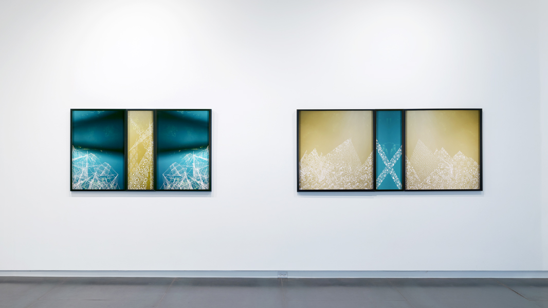 The Falls III (Triptych) , 2015 pigment print scratched with a razor, 36 x 60 inches The Falls V (Triptych) , 2015 pigment print scratched with a razor, 36 x 80 inches
