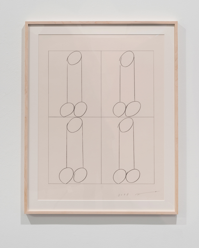   four penises B , 2017 pencil on paper 30 x 23 inches 