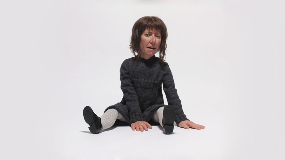 Passing Resemblance , 2014 silicone, human hair, doll armature, dental acrylic, resin, acrylic paint, fabric, patent leather 24 x 22 x 22 inches Collection of the Portland Art Museum