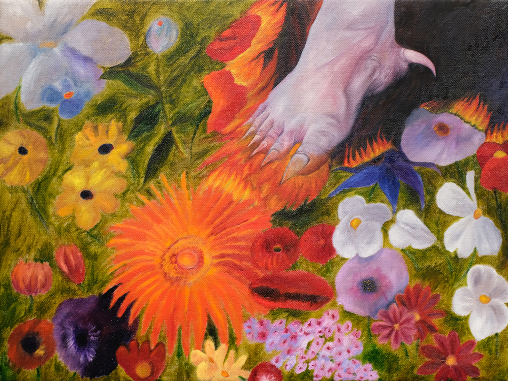 Fire , 2018 oil paint on linen 12 x 16 inches
