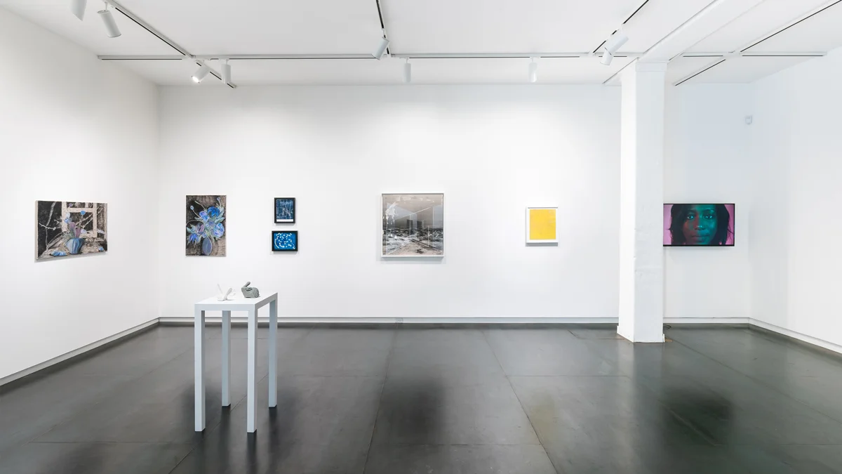 artists, left to right: Srijon Chowdhury, Ronny Quevedo, Rodrigo Valenzuela, Laura Vandenburgh, Kris Graves, Heidi Schwegler (on pedestal)