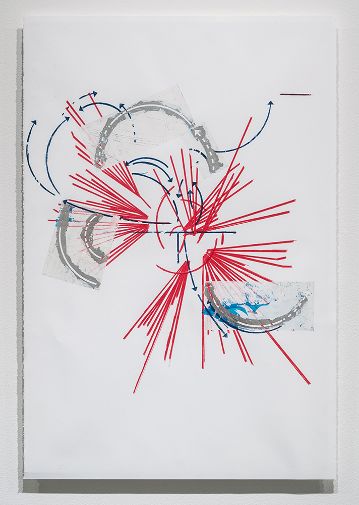   notes on the poetics of relation #2 , 2015 silver leaf, wax and adhesive film on paper 39 x 26 inches 