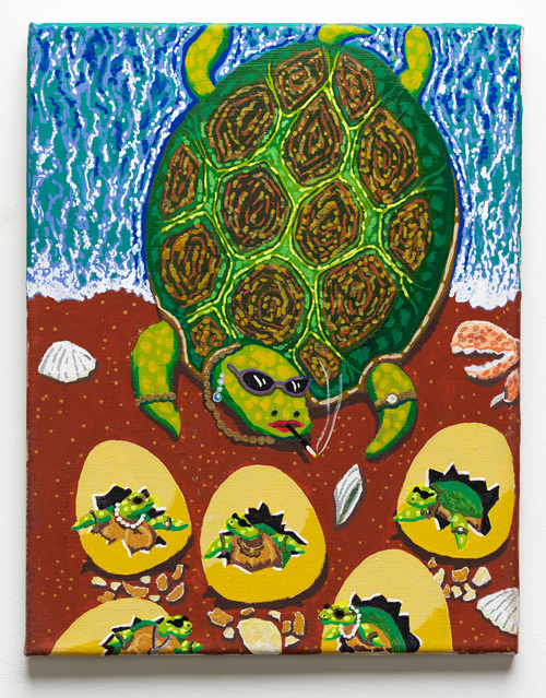   Crazy Rich Turtles , 2018 acrylic on canvas 14 x 11 inches 