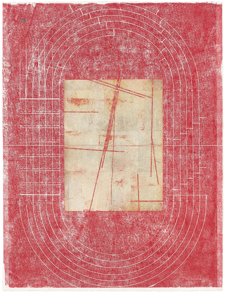   Nazca half-time , 2018 silver leaf and wax on paper 26 x 18 in (66 x 45.7 cm) unframed 30.5 x 24 in (77.5 x 61 cm) framed 