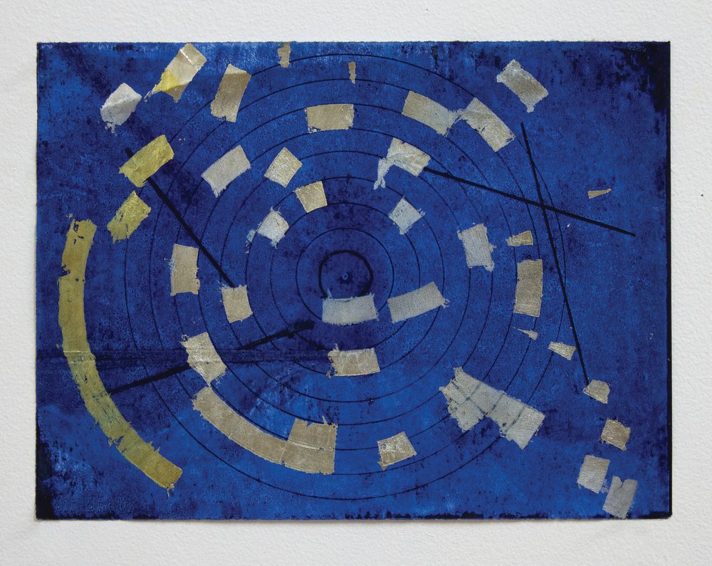every measure of zero (inside out) , 2018 silver and gold leaf on dress maker wax paper 9.5 x 13 in (24.1 x 33 cm) unframed 14 x 17 in (35.5 x 43 cm) framed