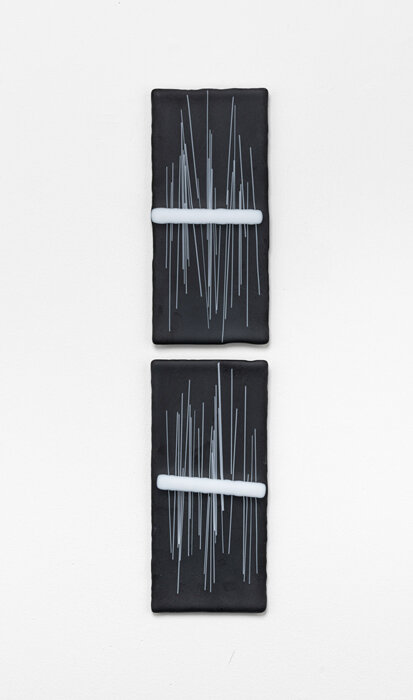   Banded , 2019 fused glass (diptych), 8 x 3.5 inches (each) (sold) 