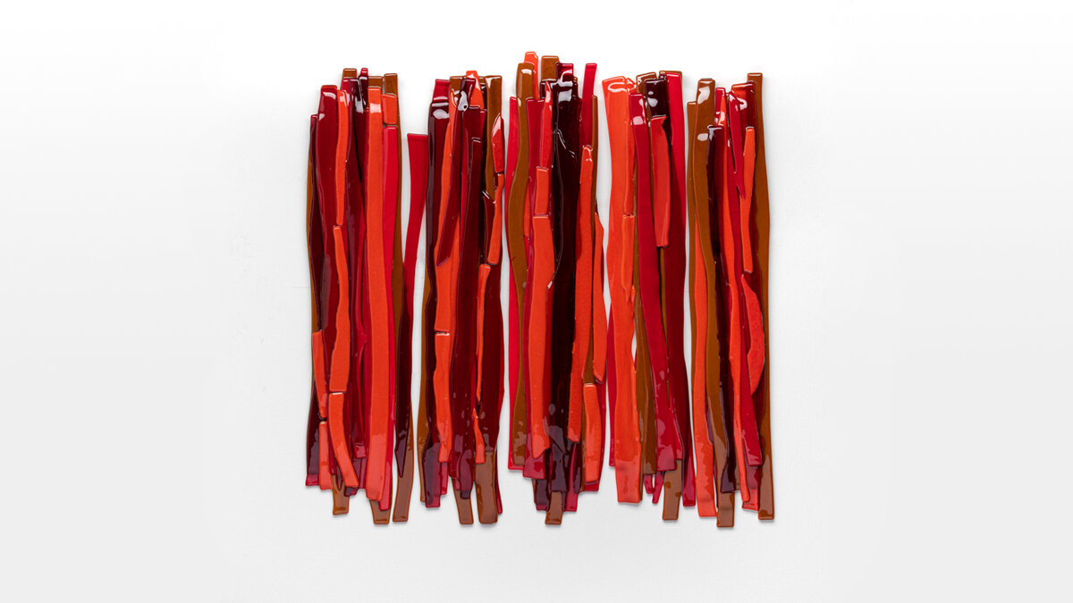   Warm Stratis , 2019 fused glass (pentaptych) 18.5 x 18 inches (sold) 
