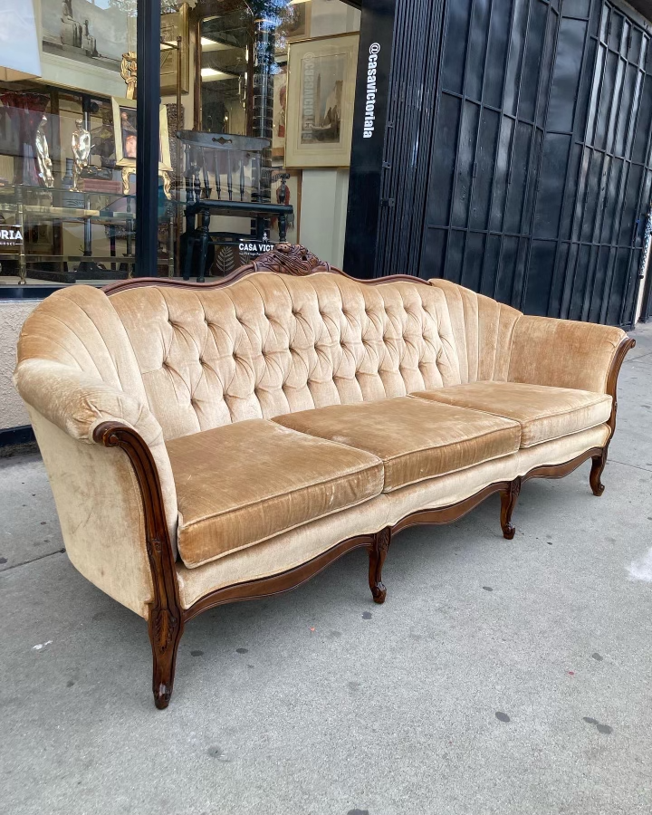 Plushly Perfect Vintage French Sofa