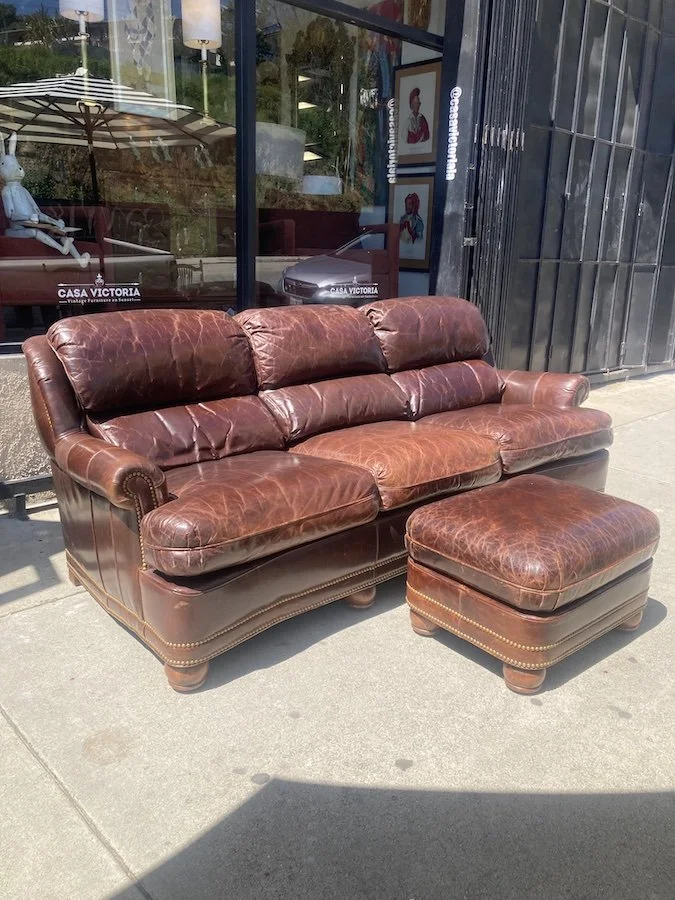 Double Stuffed | English-style Leather Sofa with Matching Ottoman ...