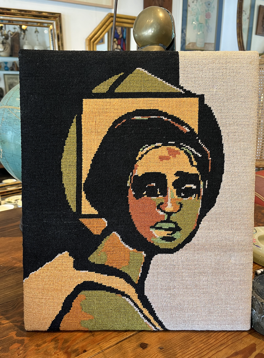 1970s Needlepoint Portrait from NY