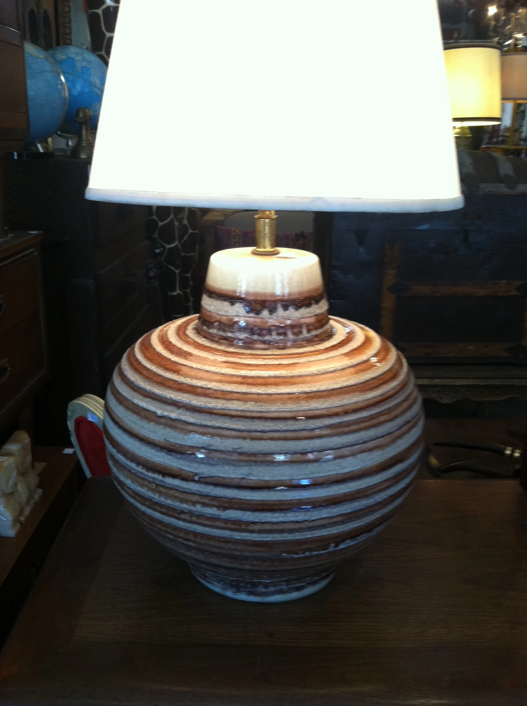 Sweeter Than Candy | Pair of Striped Pottery Lamps