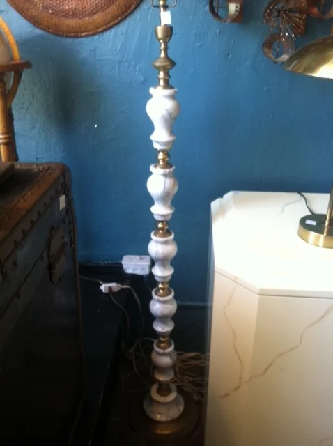 vintage brass and marble table lamp