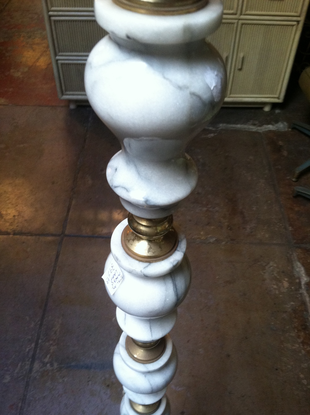 Vintage Marble And Brass Floor Lamp, Vintage Brass Floor Lamp With Marble Table