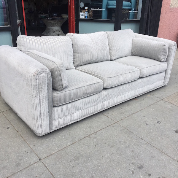 1980s Classic Gray Corduroy Club Sofa