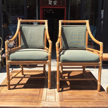 Prize Catch Target Back Rattan Dining Chairs By Mcguire Of San