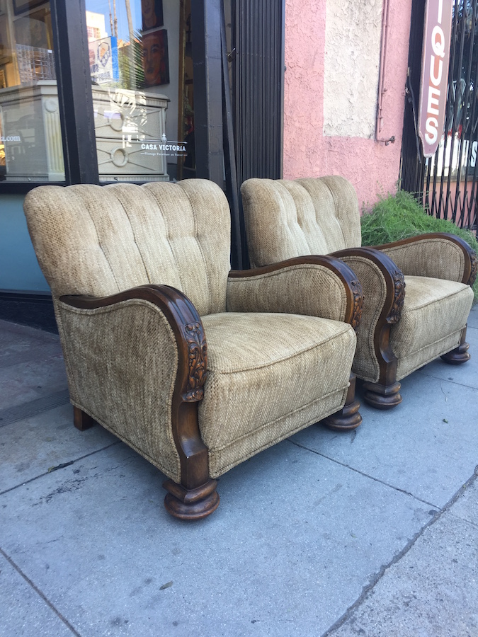 Slothing Around | Pair Of Art Deco Era Club Chairs — Casa Victoria - Vintage  Furniture On Los Angeles Sunset Boulevard