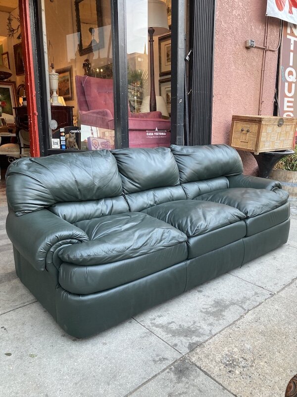 Contemporary Style Forest Green Leather, Leather Couch Styles