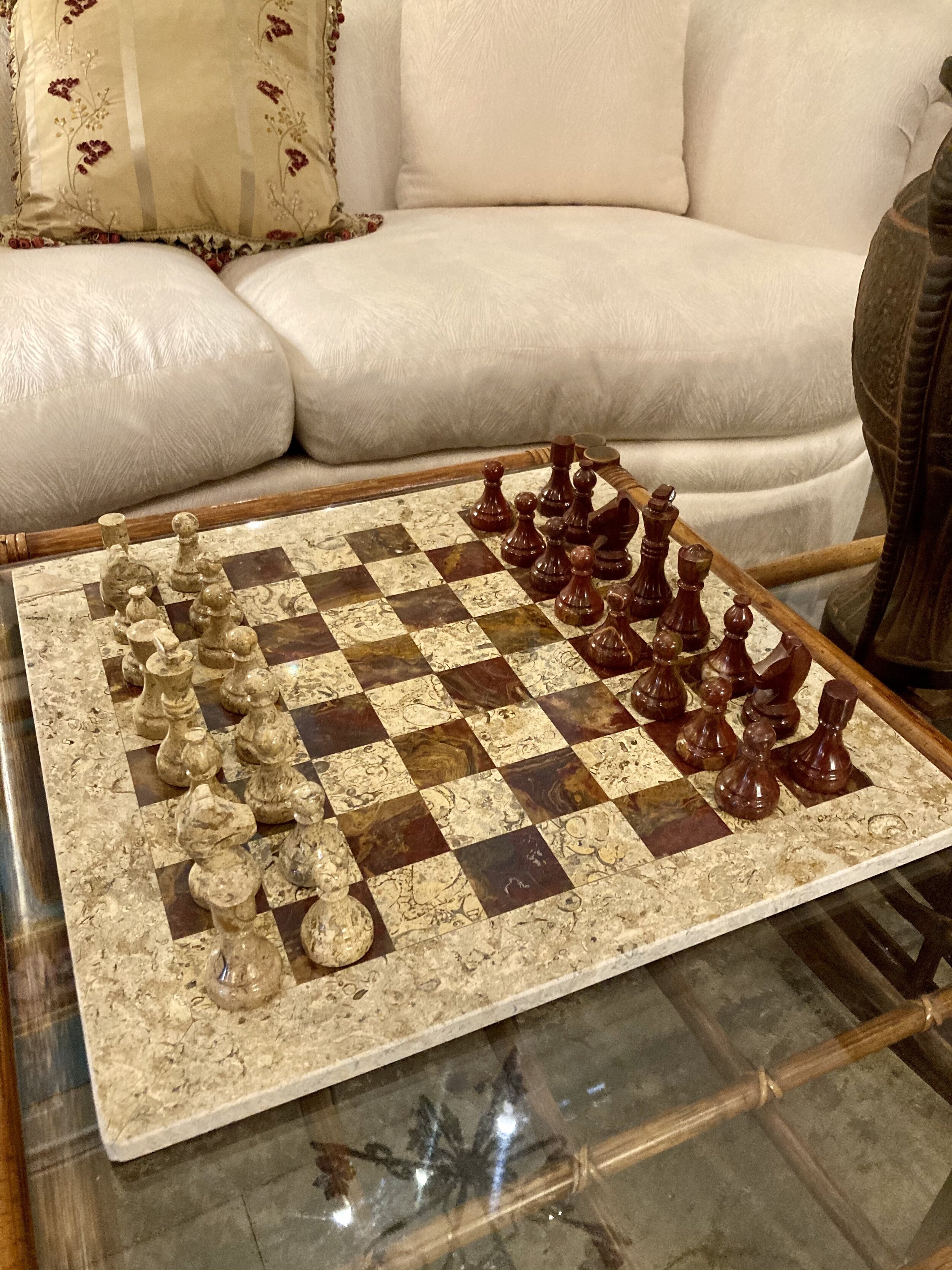 Fossil and Stone Chess Board Game