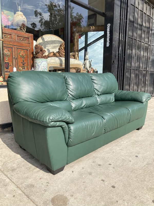 Green Millennium Leather Sofa, Dark Green Leather Couch