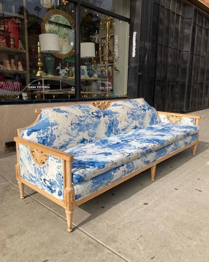 SOLD | Test of Time | Vintage French Sofa with Natural Wood Finish