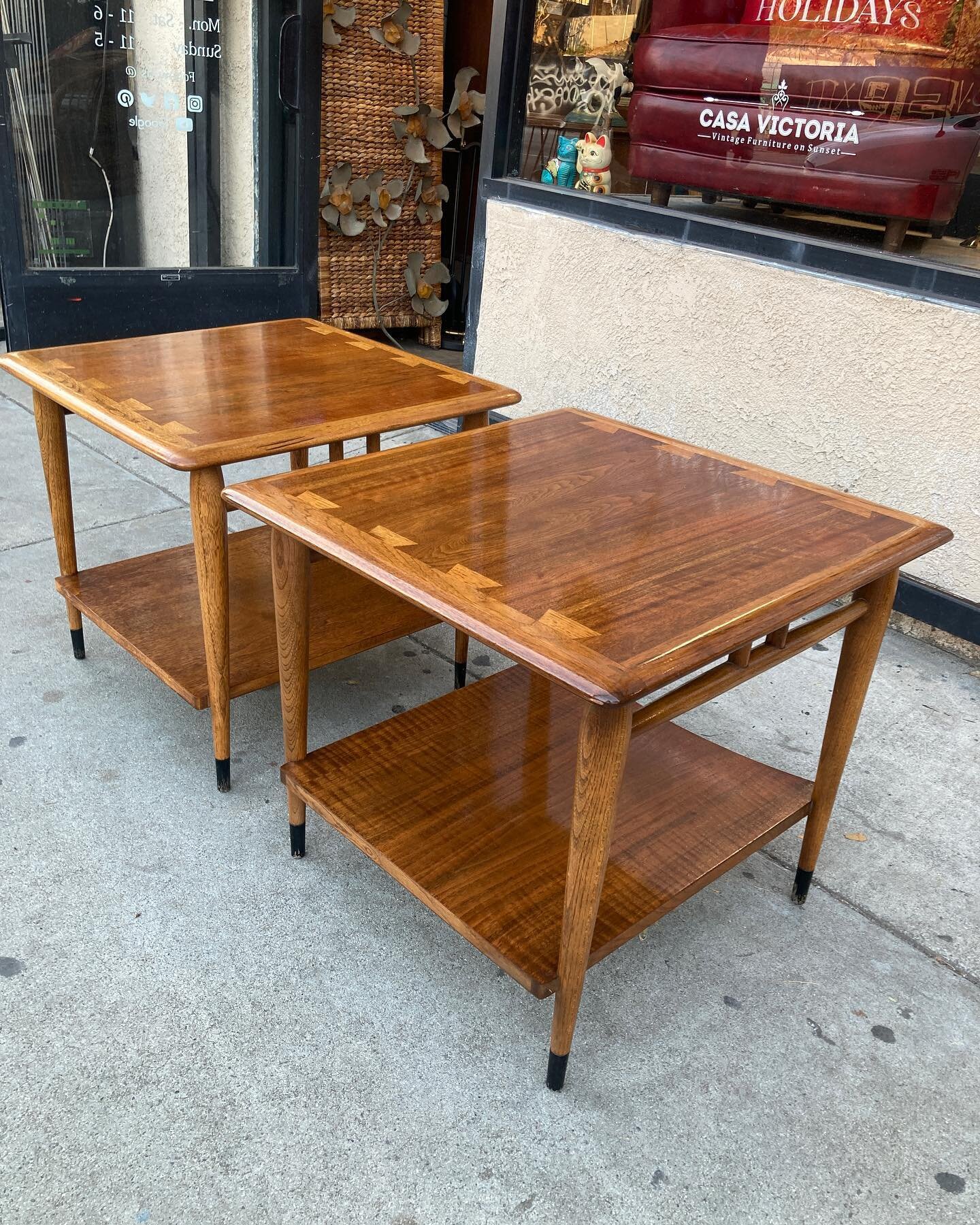 A pair of mid century &ldquo;Acclaim&rdquo; end tables by LANE, $695 pair. 23 x 23 x 21 t. #casavictoriala #vintage #furniture #midcentury #modern #home #danishmodern #interiordesign #chairish #etsy #1stdibs #losangeles #nyc #paris #london #home #apa