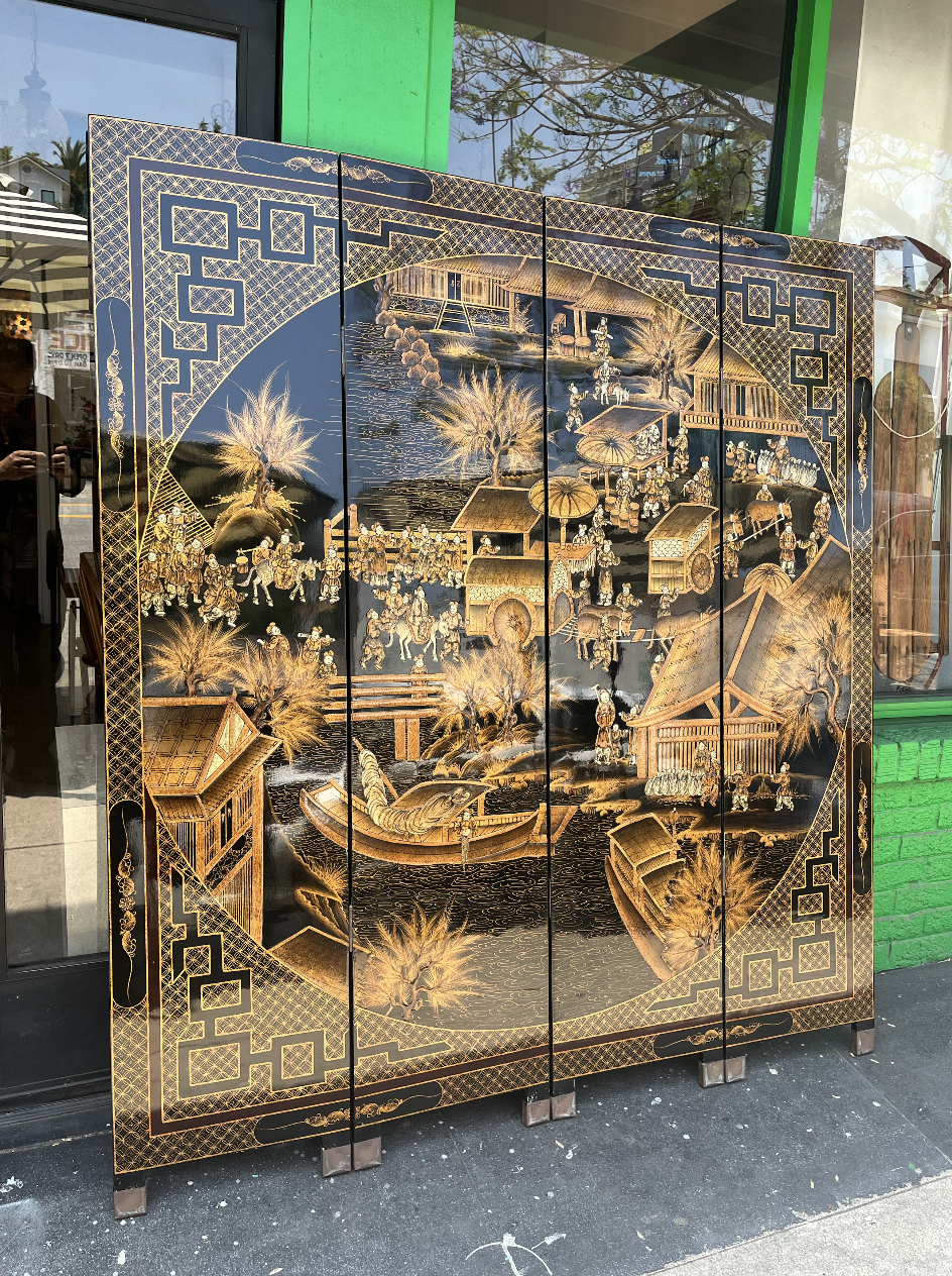 Messy Magic | Four Panel Chinese Lacquered Screen